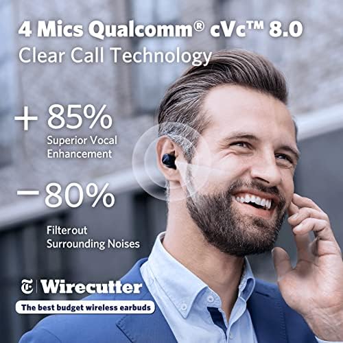 Бесплатни безжични уши на Earfun 2S, [надградена верзија] Qualcomm® CVC ™ 8.0 ENC, Bluetooth 5.2 Безжични ушни уши, Sweetshield ™ IPX7 Водоотпорни
