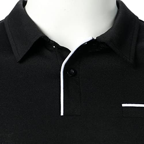 Поло кошули за мажи лапел кратки ракави летни теми за одмор во боја на контраст во боја на крпеница лента за голф блузи врвови на