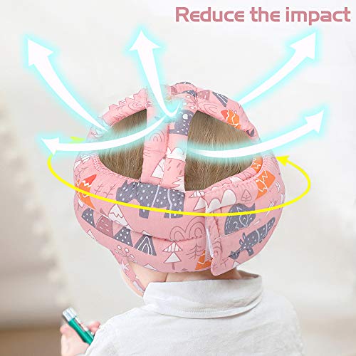 Дете за деца со портокалови за деца, бебе браник заштитете ја капачето за глава, дише, детска безбедносна капа за одење и играње-розова