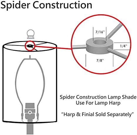 Aspen Creative 32020 Transational Hardback Empire Spire Spider Construction Shade Shade in White, ширина 16
