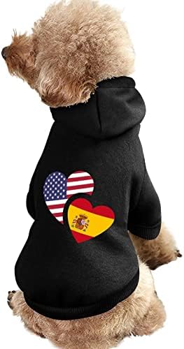 Облека за кучиња со знаме на Шпанија зимски дуксери за миленичиња меки и топли дуксери за кучиња за мали средни кучиња