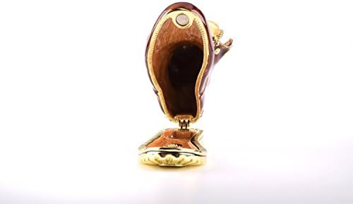 Керен Копал Браун чевли со кутија за мачки во кутија Фаберж украсен со кристали Сваровски уникатен украс за дома
