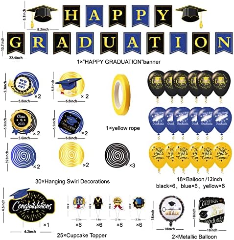 Дипломирањето Партијата Декорации Класа На 2023 Фаворизира Резерви 54 парчиња Виси Вител Балони Фолија Балони Кекси Топери И Среќни