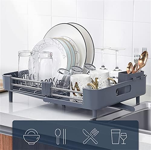 Јах -сад за сушење на садот за сушење прилагодливи кујнски плочи со мозоци над мијалник за складирање на прибор за складирање на прибор