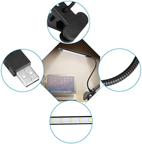 Psytfei Флексибилна USB LED -ламба за полнење со LED со клип на сензорот за допир на дизајн идеален за читање на проучување и повеќе