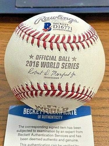 Рајан Мерит потпиша автограмиран бејзбол во Светската серија година! Индијци! Бекет! - Автограмирани бејзбол