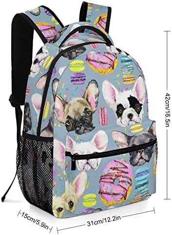 Акварел француски булдог кученце патувања ранец мода рамо торба мала тежина мулти-џеб дневен пакет за училишна студија работа шопинг