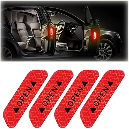 Reswish 4PCS Универзална врата на автомобилот Отворено предупредување налепници за предупредување, рефлексивни налепници за отворено место за