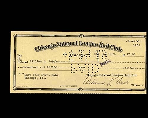 William Veeck PSA DNA потпишана X2 Chicago Cubs Check 5-15-1919 Autograph 2