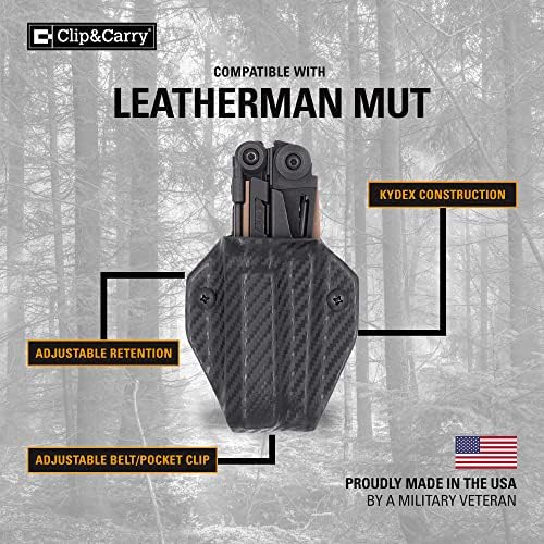 Клип и носат Kydex Multitool Shath за Leatherman Mut & Mut EOD - Направено во држач за држачи на мулти -алатки во САД