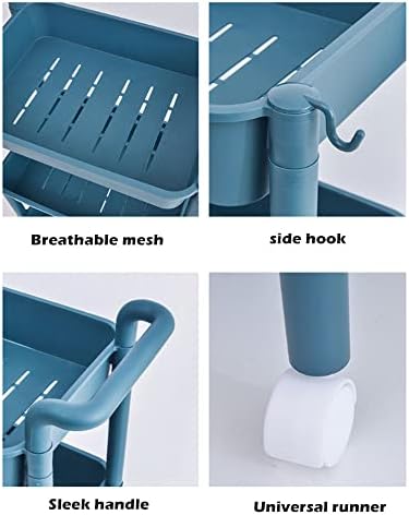 Fizzoqi Blue повеќеслојна полица, количка за количка за складирање на подови, кујнски отпадници за бања за складирање за складирање на зеленчук,