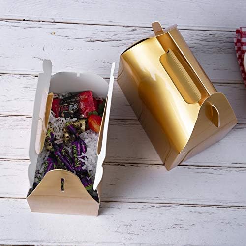 УШТЕ еден 50-Пакет Фронтон Металик Злато Бонбони Третираат Кутии, Мали Добрите Подарок Кутии За Свадба И Роденден Фаворизира Кутија