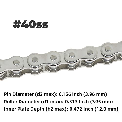 Кимлиер 40SS не'рѓосувачки челик ролери 10 стапки со бесплатни врски за поврзување, 240 врски