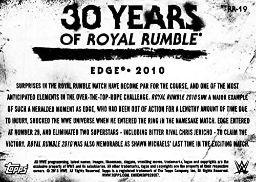 2018 Topps WWE Неспорен 30 години на Royal Rumble RR-19 Edge Carding Carding Card
