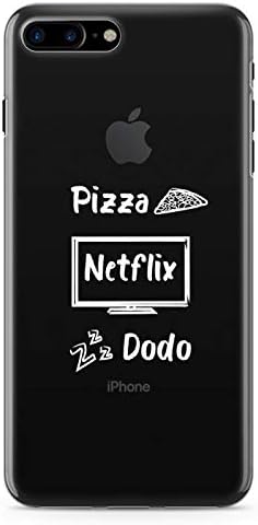 Случај Зоко за iPhone 8 Plus Pizza Netflix Dodo - големина iPhone 8 Plus - транспарентно меко бело мастило