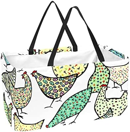 Кошар за еднократно шопинг рака нацртани кокошки преносни преклопни пикник намирници кеси за перење алишта за торба за торбичка за купување