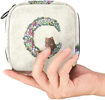 Оријукан санитарна торба за складирање на салфетка, торба за преносни периоди за жени Менструална чаша торбичка, цветно животно