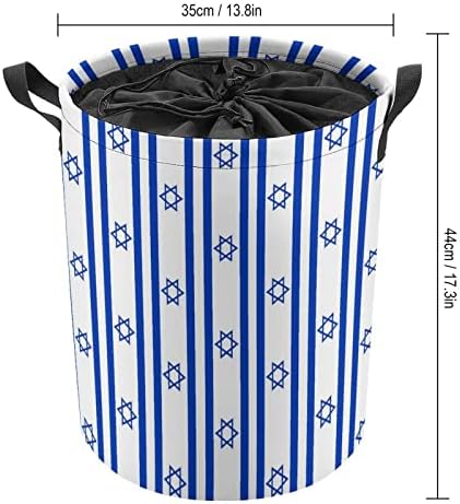 Израелско Знаме Во Облик На Тркалезна Торба За Перење Водоотпорна Пречка за Складирање Со Капак И Рачка За Врвки