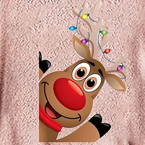 Женски нејасни дуксери Божиќни ирваси графички џебови со качулка со џемпер со долги ракави преголеми пулвер качулка врвови