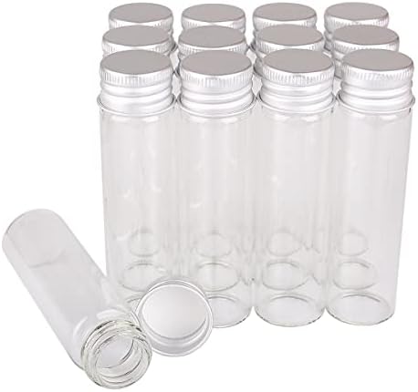 12 парчиња 20мл 22х80мм ситни про transparentирни стаклени шишиња со сребрена алуминиумска завртка капаче симпатична тегла ампули за DIY занаети