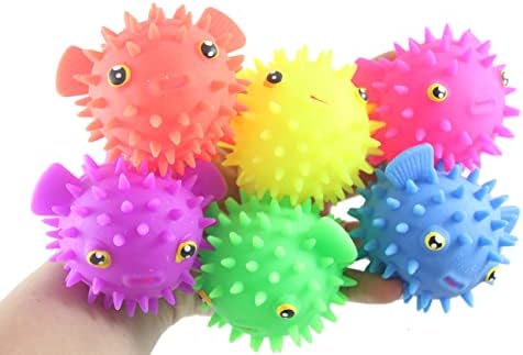 Комплет од 6 топка со пуфер на риба - мала играчка за новини - забави за забави - Сензорни играчки за фигури на воздухот исполнети со воздух