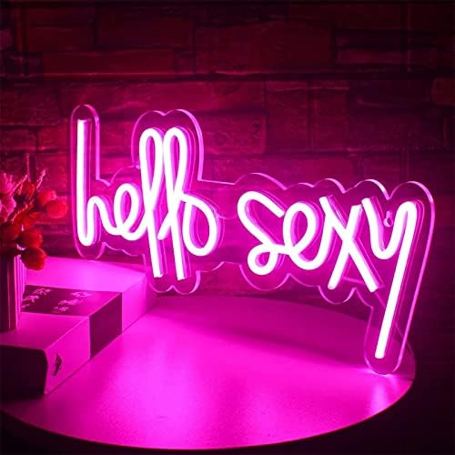 DVTEL розова буква здраво секси неонски знак LED моделирање светло светло светло букви со акрилна табла неон декоративна светлина, 43х20см хотел ресторан бар кафуле каф?