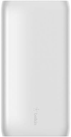 Полнач за преносна банка за напојување Belkin 20K White & USB C преносен полнач 20000 mAh, 20K Power Bank со USB Type C Влезен порта за