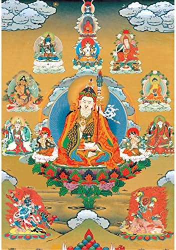 Ганханра Тибетан Танга уметност, осум форми на Падмамбабава, Гуру Ринпоче, Лотус Роден, Падмакара, будистичка слика на Танга, брокада