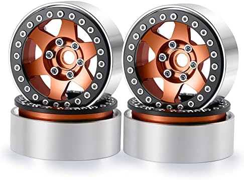 Rclions 4PCS алуминиум 1.9 Beadlock Wheels Rims надградби за аксијални SCX10, SCX10 II Axi90046, SCX10 III, TRX4 1/10 -ти РЦ Делови за додатоци за автомобили