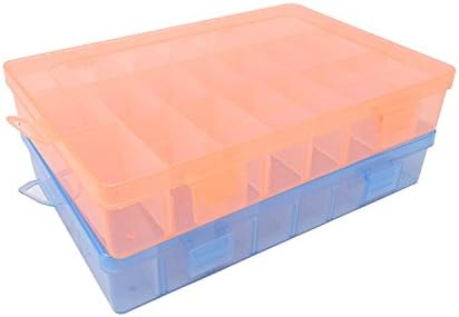 4 парчиња 24 решетки 7,5 инчи x 5,1 инчи прилагодливи мали отстранливи чисти пластични накит организатор за складирање на кутија