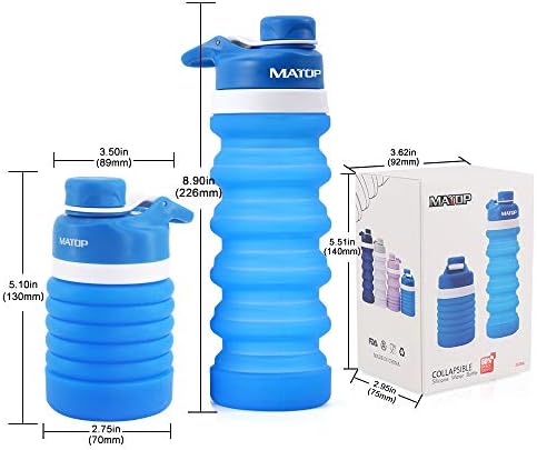 Дахма колапс спортско шише со вода - шише со вода за пешачење со силиконски силикони со карабинер за еднократно и протекување