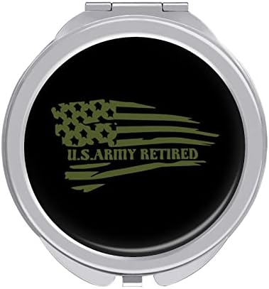 Пензионирано Знаме На Американската Армија Компактен Џебен Огледало Пренослив Козметички Огледало За Патување Преклопување Двострано 1x/2x Зголемување