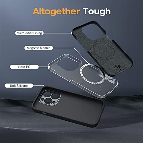 LK за iPhone 14 Pro Max Case [Течен силикон] +2 пакет за заштитен стаклен екран заштитник и заштитник на леќи, компатибилен за