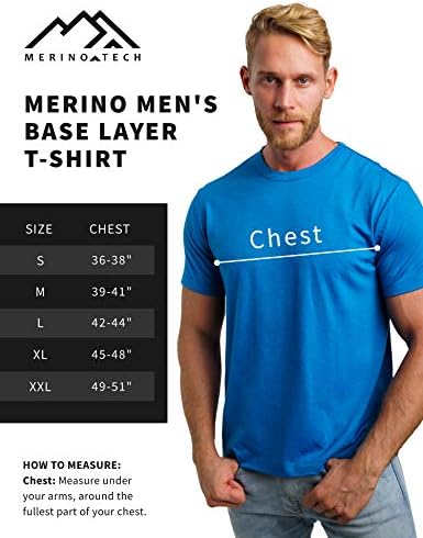 Merino.Tech Menro Mirt Mens Mens - органски мерино волна под -лесен основен слој + пешачење волна чорапи