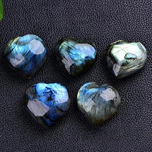 Wwdz форма на срцев природен кристал лабрадорит палм камен неправилен облик Реики Чакра Камен срцев декор заздравување дома