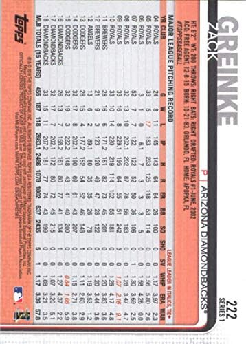 2019 Топпс 222 Зак Гринке Аризона Дијамандбекс серија 1 МЛБ картичка за тргување со бејзбол