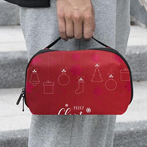 Водоотпорна Торбичка За Шминка Црвен Божиќен Украс Шема Торба За Шминка Организатор Патување Патент Тоалетна Торба Мала Козметичка Торба За Убавина