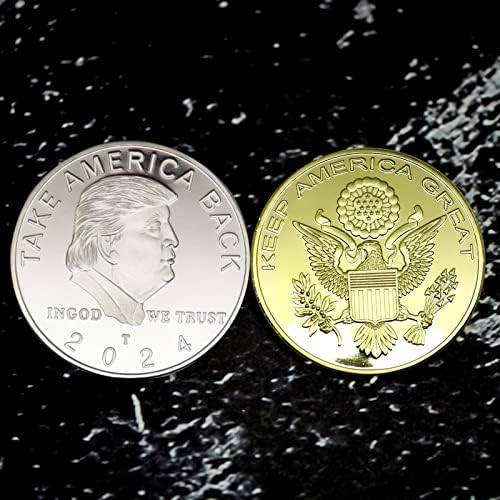 Предизвик Монети Со Случај На Држач За Монети, Двојна Страна 2024 Трамп Предизвик Монети, Комеморативни Капсули За Монети За Материјал