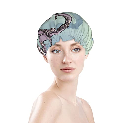 Womenените што можат да се користат затегнати капачиња за коса, копираат вселенски двојни слоеви водоотпорна капа за бања за туширање