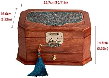 Кутија За Накит Во Кинески Стил Гроздобер Кутија За Накит Дрвена 3-Слојна Кутија За Складирање Козметичка Кутија Прстен Обетка
