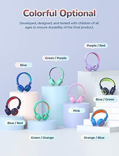 iClever Bth02 Детски Слушалки, Деца Безжични Слушалки СО МИКРОФОН, 22h Playtime, Bluetooth 5.0 &засилувач; Стерео Звук, Преклоплив,