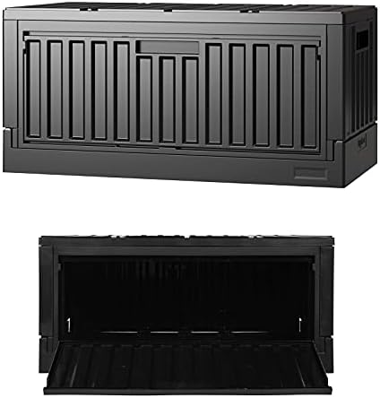 livinbox 45L склопувачки канти за складирање со капаци со странично отворена врата, кутија за преклопување на контејнери со стрипови за