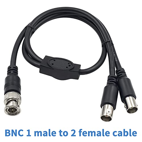 Poyiccot BNC машки до 2 женски кабел за сплитер 1,5ft, BNC Splitter Cable 1 во 2 надвор Coax кабел, BNC машки до 2 женски кабел коаксијален кабел