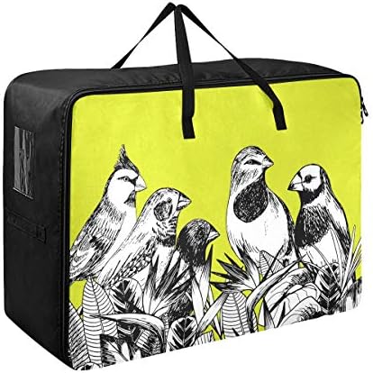 Подлога Торба За Складирање Со Голем Капацитет-Слатки Животни Птици Јорган Облека Организатор Декорација Постелнина Патент Подвижна
