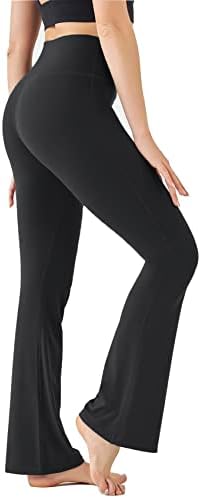 Umsifey женски црн одблесок панталони, меки меки високи половини, лежечки хеланки за вежбање