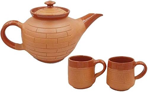 Занаетчиски рачно Изработени Глинени Садови / Глина 1 Чај Тенџере &засилувач; 2 Чаши Чај