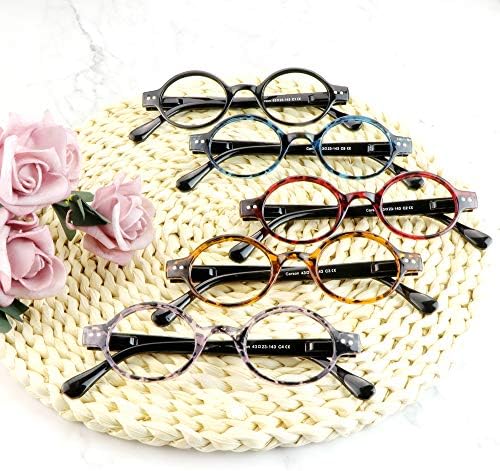 Визионглобал 5 Пара Очила За Читање Со Пролетна Шарка, Очила За Блокирање На Сина Светлина За Жени/Мажи, Овална Рамка