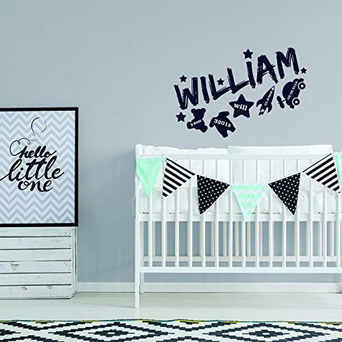 Налепница за wallидови за новородено бебе момче - Персонализирано месец име со просторија Винил стап Семејство Декал - Мајка дете родена