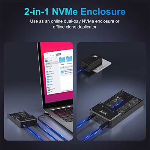 Nvme M. 2 Дупликатор Dual-Bay Офлајн Алатка За Клон-Бесплатна Usb До Nvme Докинг Станица За M2 SSD 10Gbps NMVE M. 2 Комплет