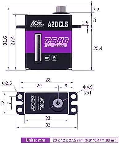 AGFRC 7,5kg со висок вртежен момент микро RC-SCX24-Servo-дигитален CNC тенок безжичен SCX24 управувач серво надградба на серво со програмибилно
